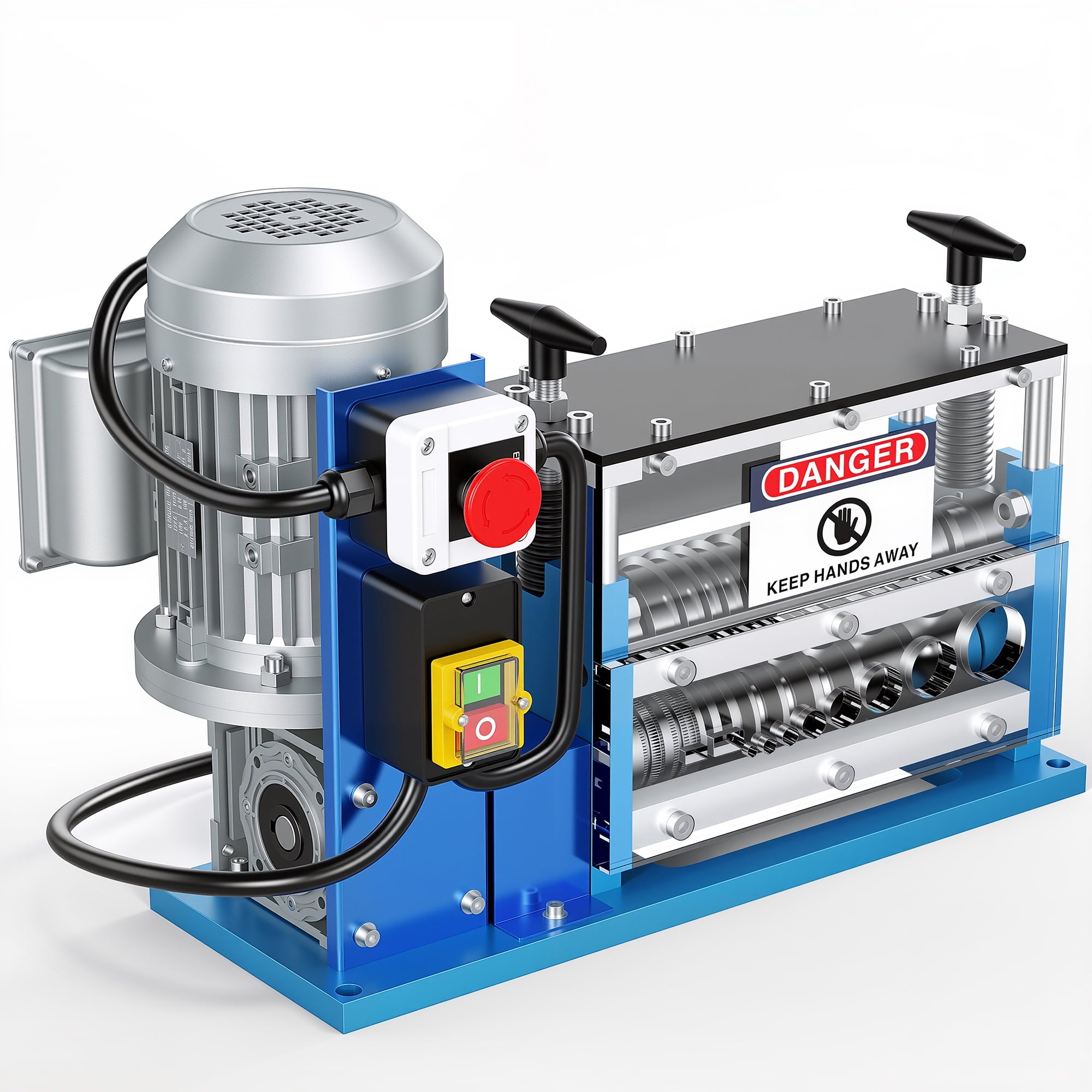 Fenbeli Electric Wire Stripping Machine 0.06-1.58in Heavy Duty Industrial Automatic Cable Stripper for Scrap Copper Recycling, Blue