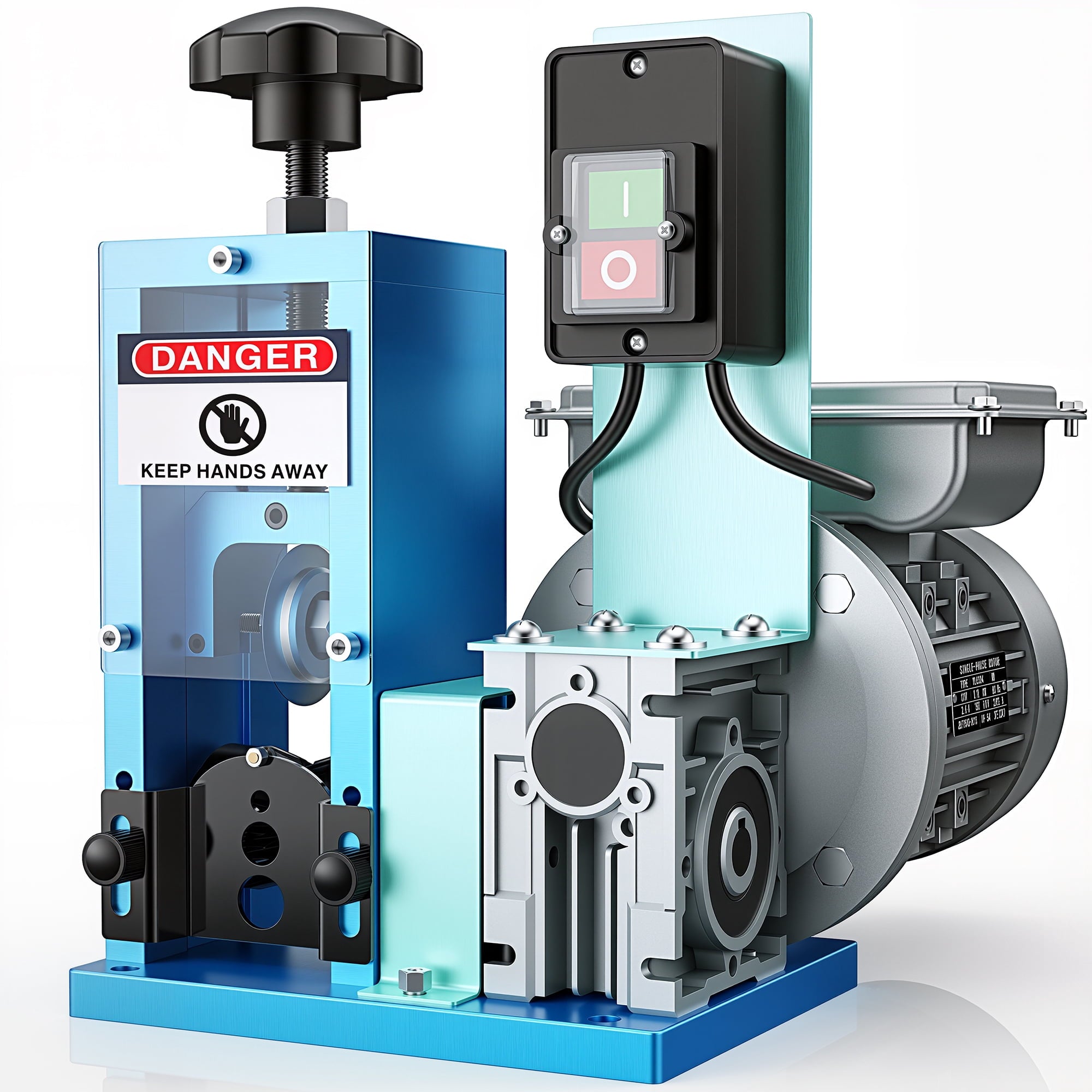 Fenbeli Electric Wire Stripping Machine 0.06-1in Automatic Powered Cable Stripper for Scrap Copper Recycling, Blue