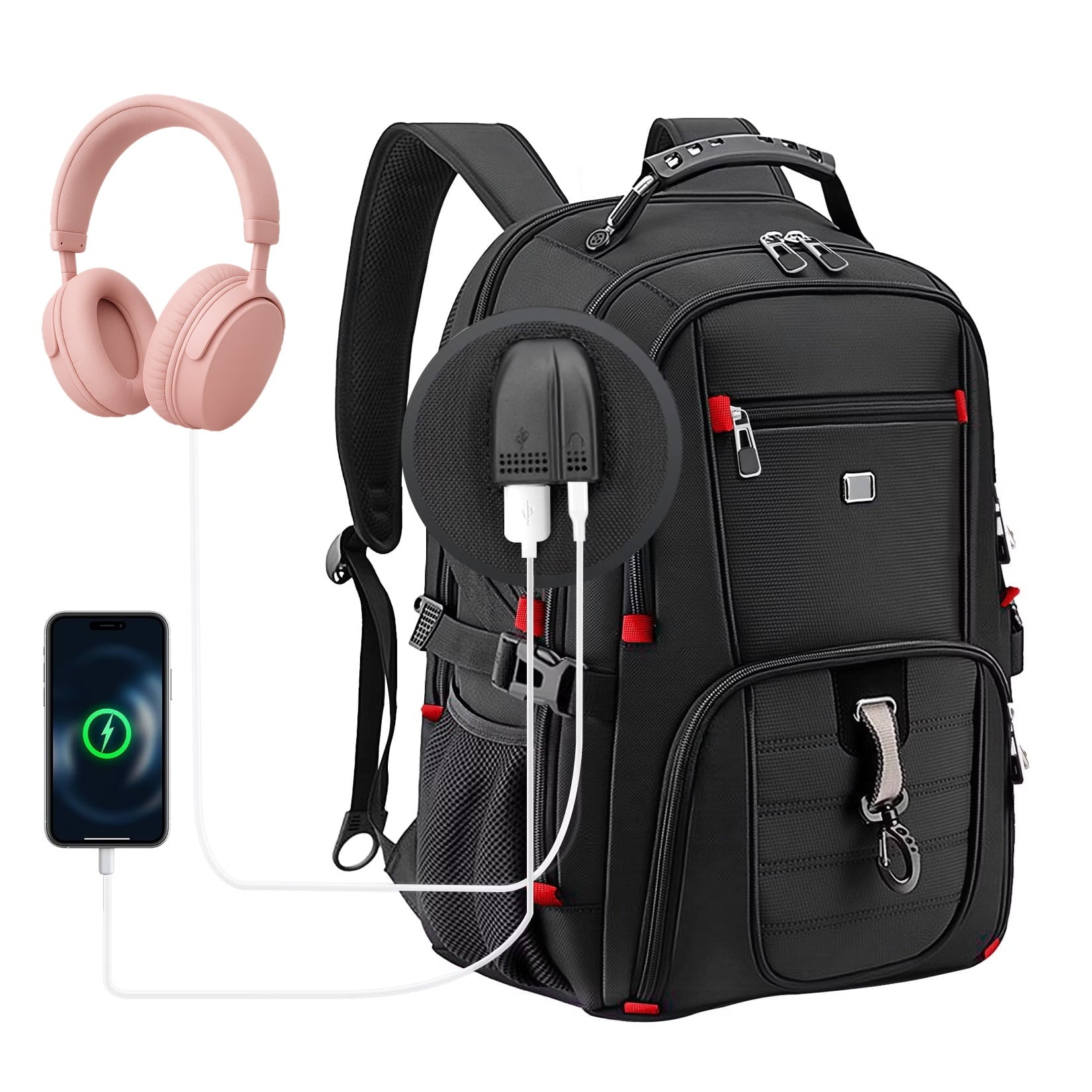 Fenbeli Extra Large 50L Travel Laptop Backpack College High School Backpack Business Work Bag for Men Women Black