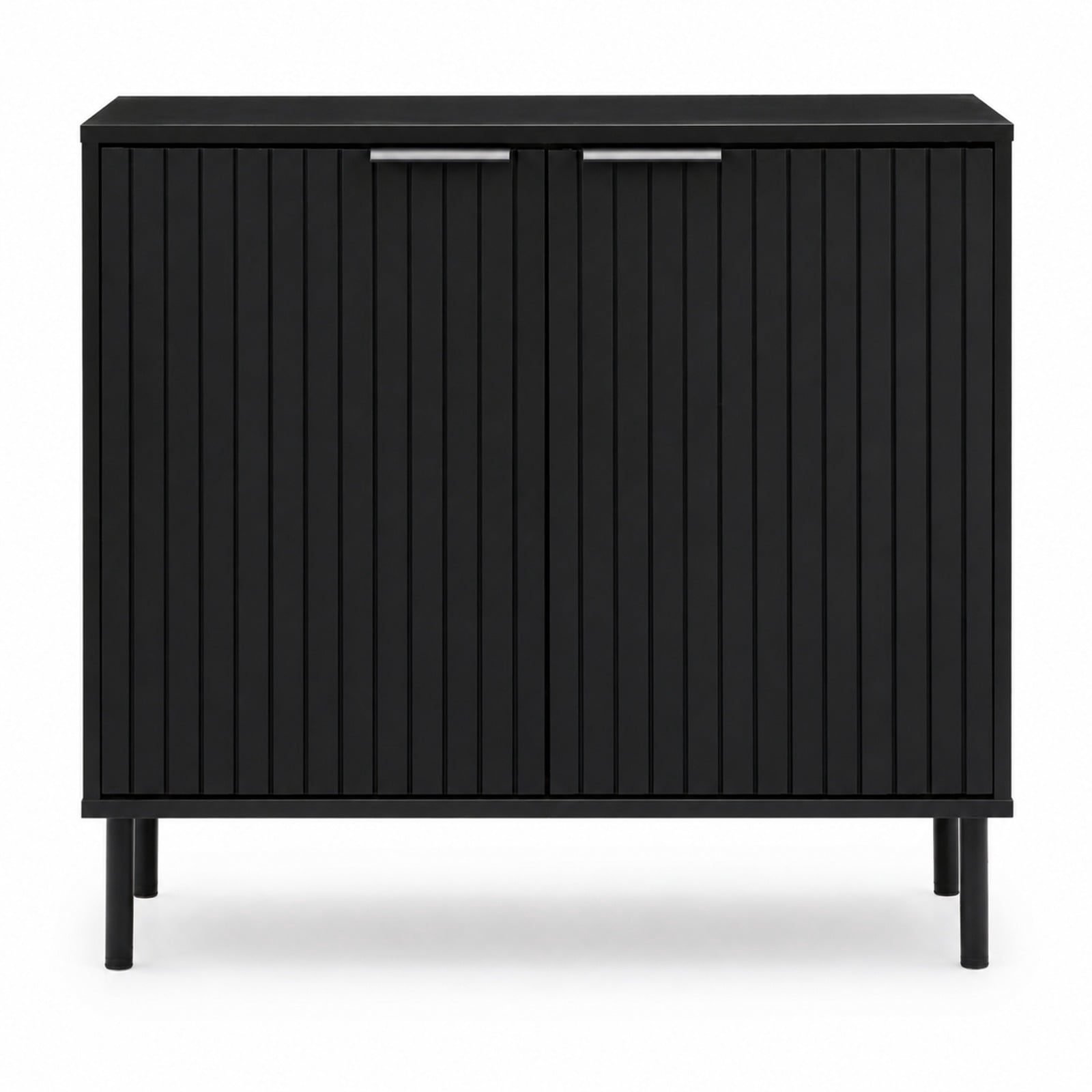Fenbeli Fluted Buffet Cabinet with 2-Door Sideboard for Kitchen and Dining Room, Black, Metal legs provide strong and reliable support