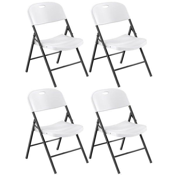 Fenbeli Folding Plastic Chair, 4-Pack, White