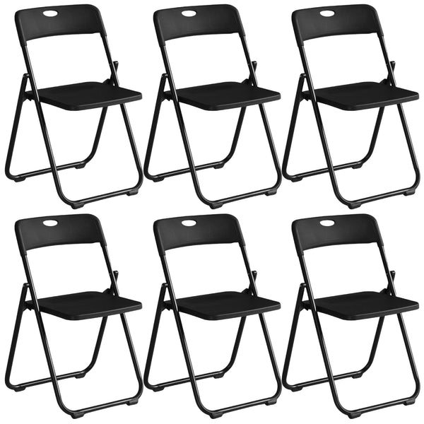Harigal Black Plastic Folding Chairs 6 Pack, Foldable Stacking Chairs for Outdoor & Indoor, Reinforced Metal Frame, 330LBS Capacity