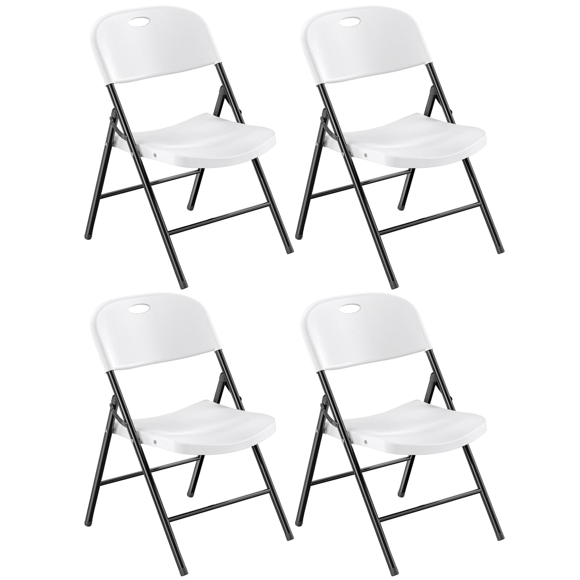 Fenbeli Folding Plastic Chair, 4-Pack, White