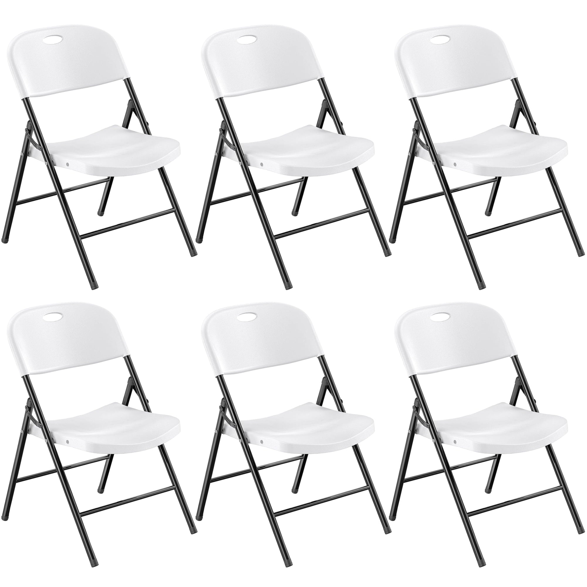 Fenbeli Folding Plastic Chair, 6-Pack, White