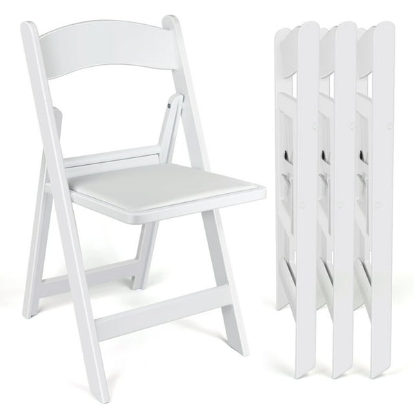Fenbeli 4 Pack White Resin Folding Chairs with Padded Seats - Indoor/Outdoor Folding Chairs for Events Lightweight Foldable Chairs