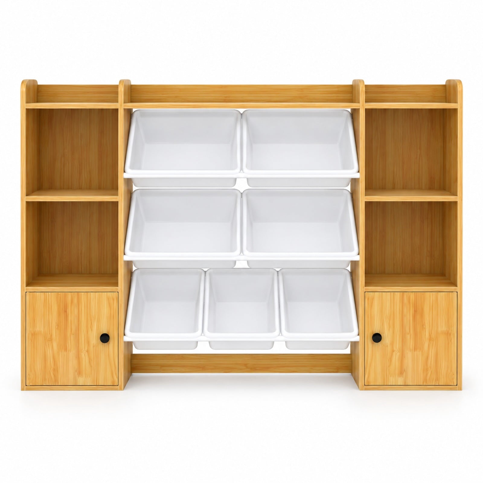Fenbeli Kids Toy Storage and Bookshelf with Boxes and Open Shelves, 385 lbs Capacity, Engineered Wood Frame, for 3+ Years Old Total, Beige