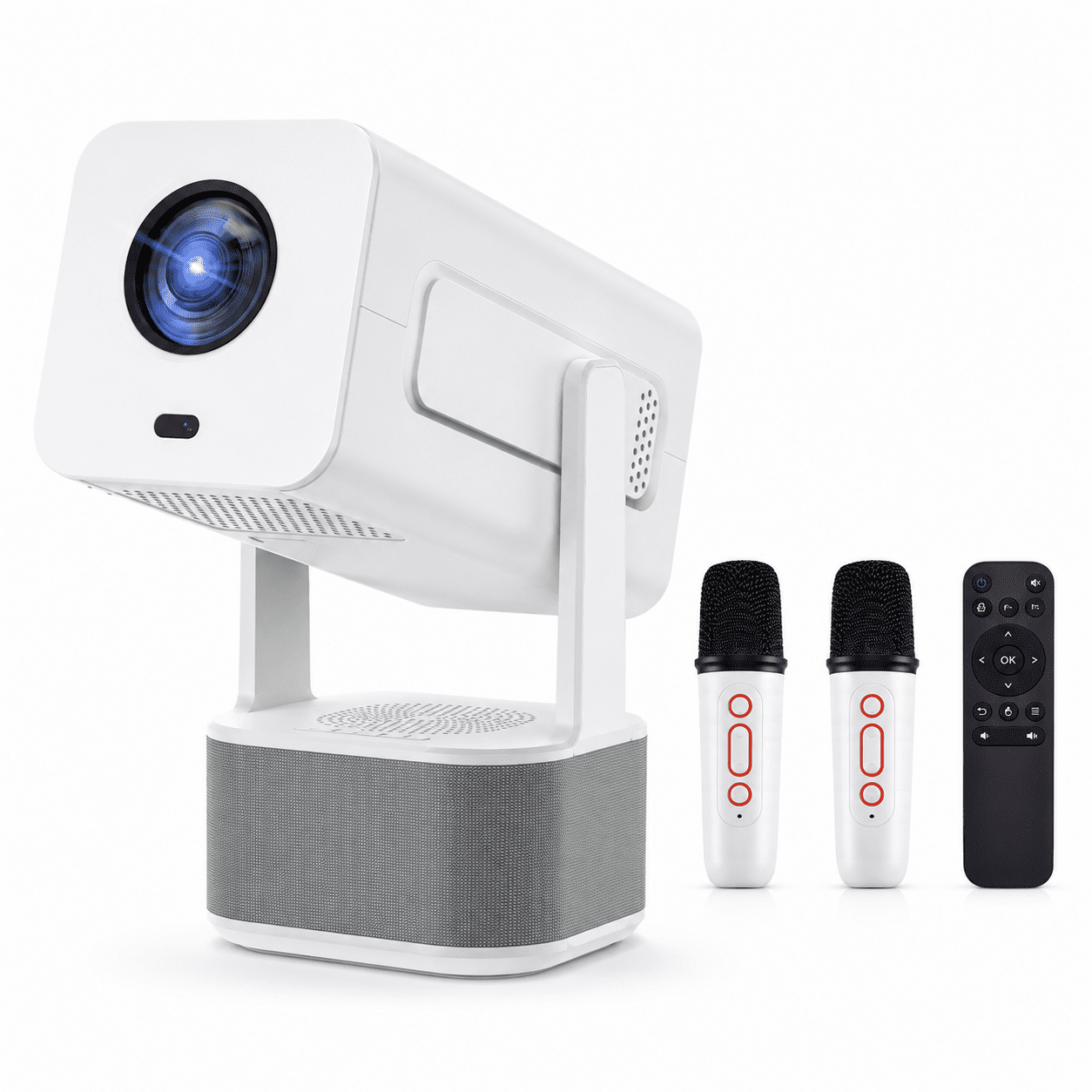 Fenbeli Native 1080P Smart Portable Projector with Android 11, WiFi 6, Bluetooth 5.2 and Auto Focus, Up to 200, White
