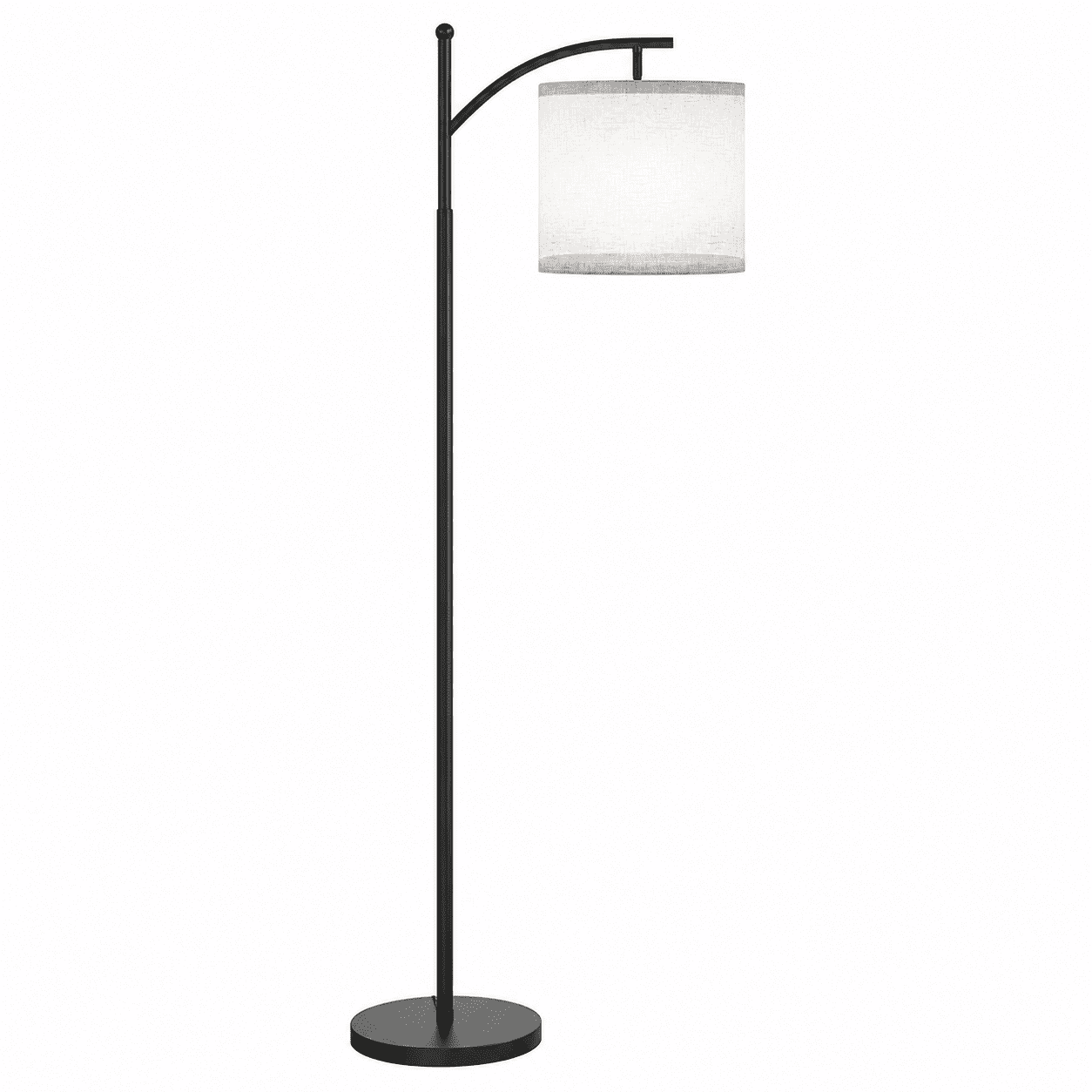 Fenbeli 61 Arc Floor Lamp with 3 Color Temperature LED Bulb, Adjustable Linen Shade and Foot Switch for Living Room, Bedroom and Office, Black