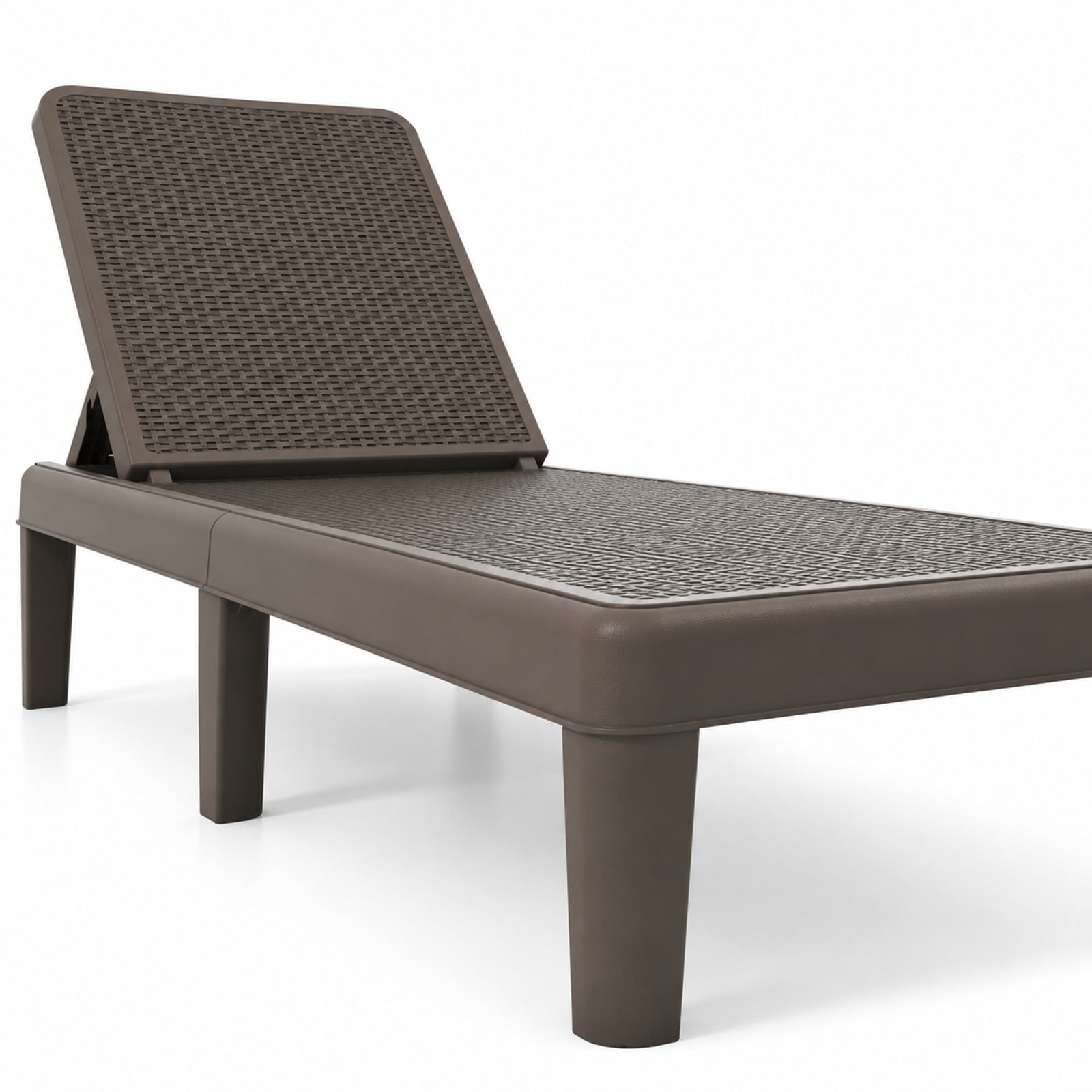 Fenbeli Outdoor Chaise Lounger Chair with Waterproof Rattan Textured PP Surface and 330 lbs Capacity, 330 lbs Capacity, PP Frame, Brown