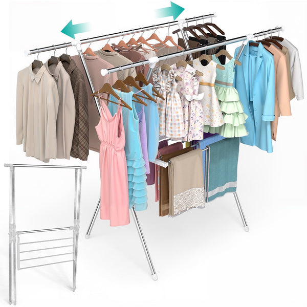 Fenbeli Portable Clothes Drying Rack Folding Drying Rack for Indoor Outdoor Laundry Space Saving Design Silve