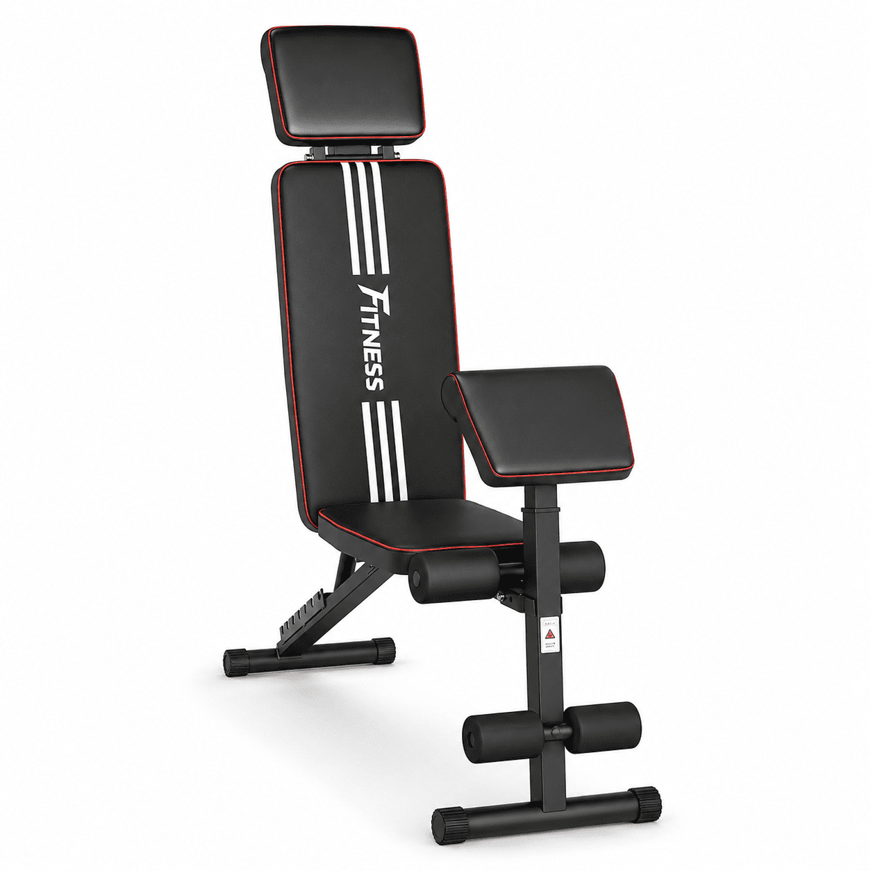 Fenbeli 12-in-1 Adjustable Weight Bench Foldable Workout Bench with 7 Backrest Positions Padded Seat for Full Body Strength Training, Black and Red