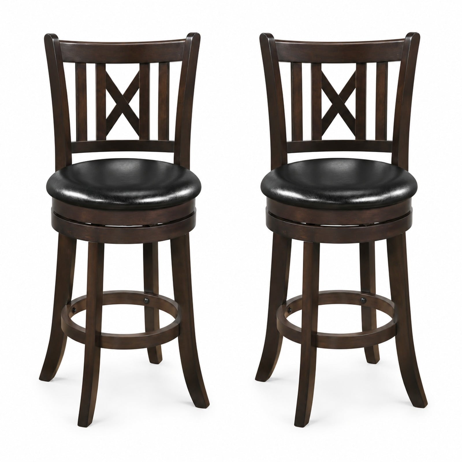 Fenbeli Set of 2 Bar Stools Swivel Bar Chairs with Hollowed Backrest and Footrest-26 inches, Capacity 275 lbs Capacity, 20 x 18 x 39.5 Footprint