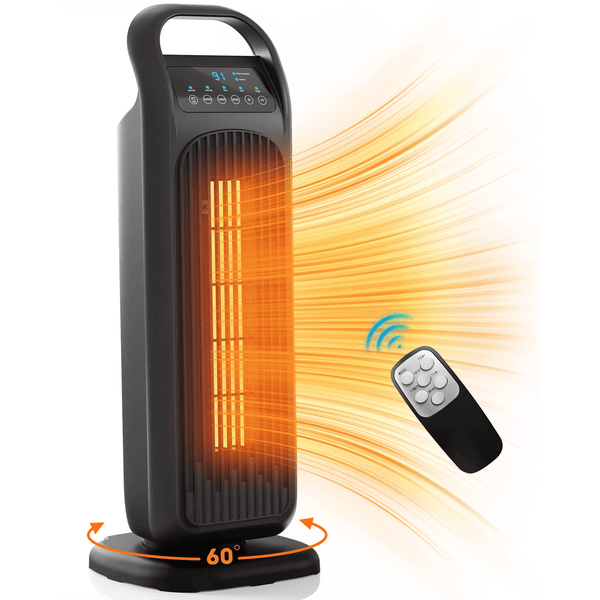 Fenbeli Space Heaters for Inside, Portable Electric Heater with Remote, 60 Oscillation, 1500W PTC Ceramic Fast Safety Heater with Thermostat, ECO Mode