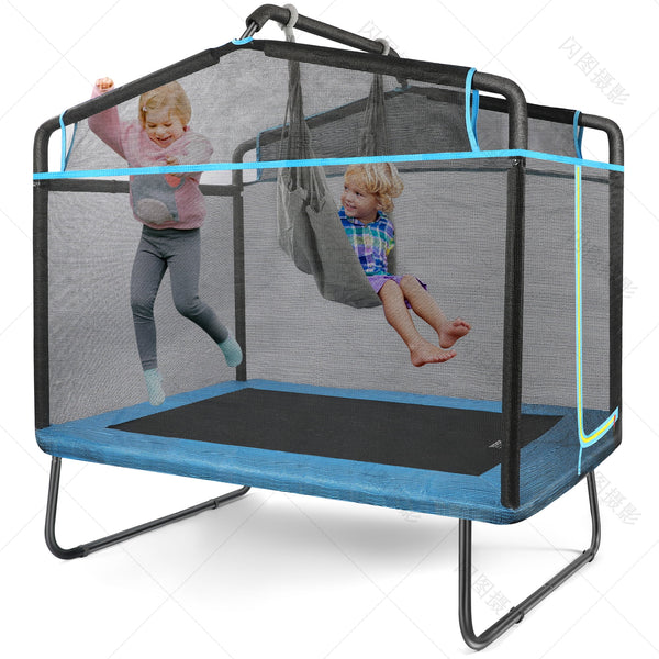 Fenbeli 6ft Kids Trampoline Outdoor with Swing for Kids Toddlers Baby Indoor Outdoor Games, Blue