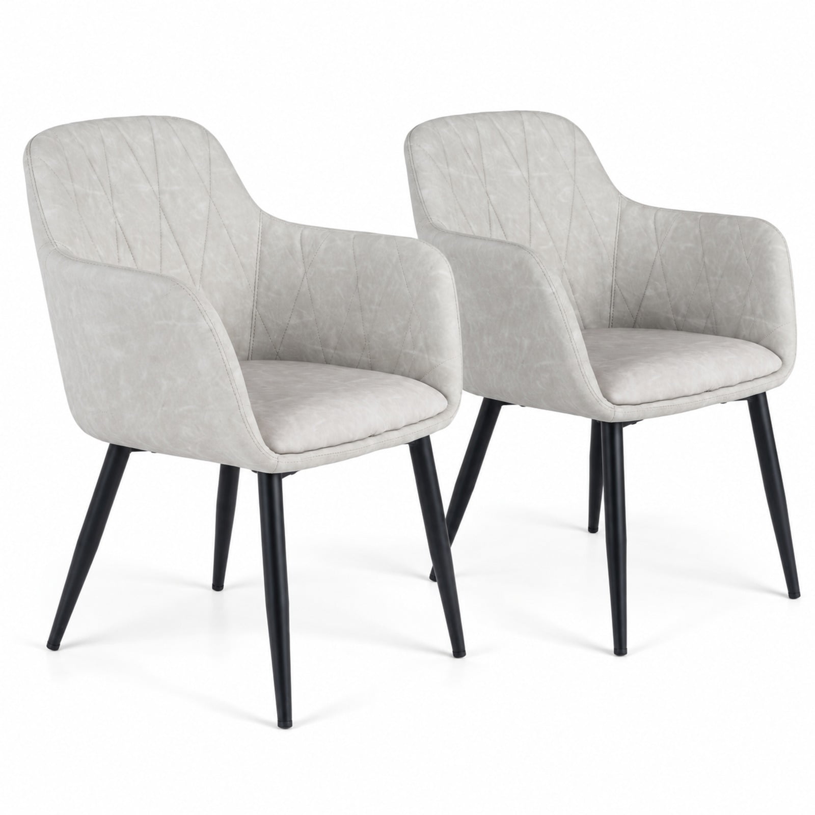 Fenbeli Upholstered PU Leather Kitchen Chairs Set of 2 with Curved Back and Wide Seat, Chair 396 lbs Total Capacity, PU Leather Metal Sponge Frame