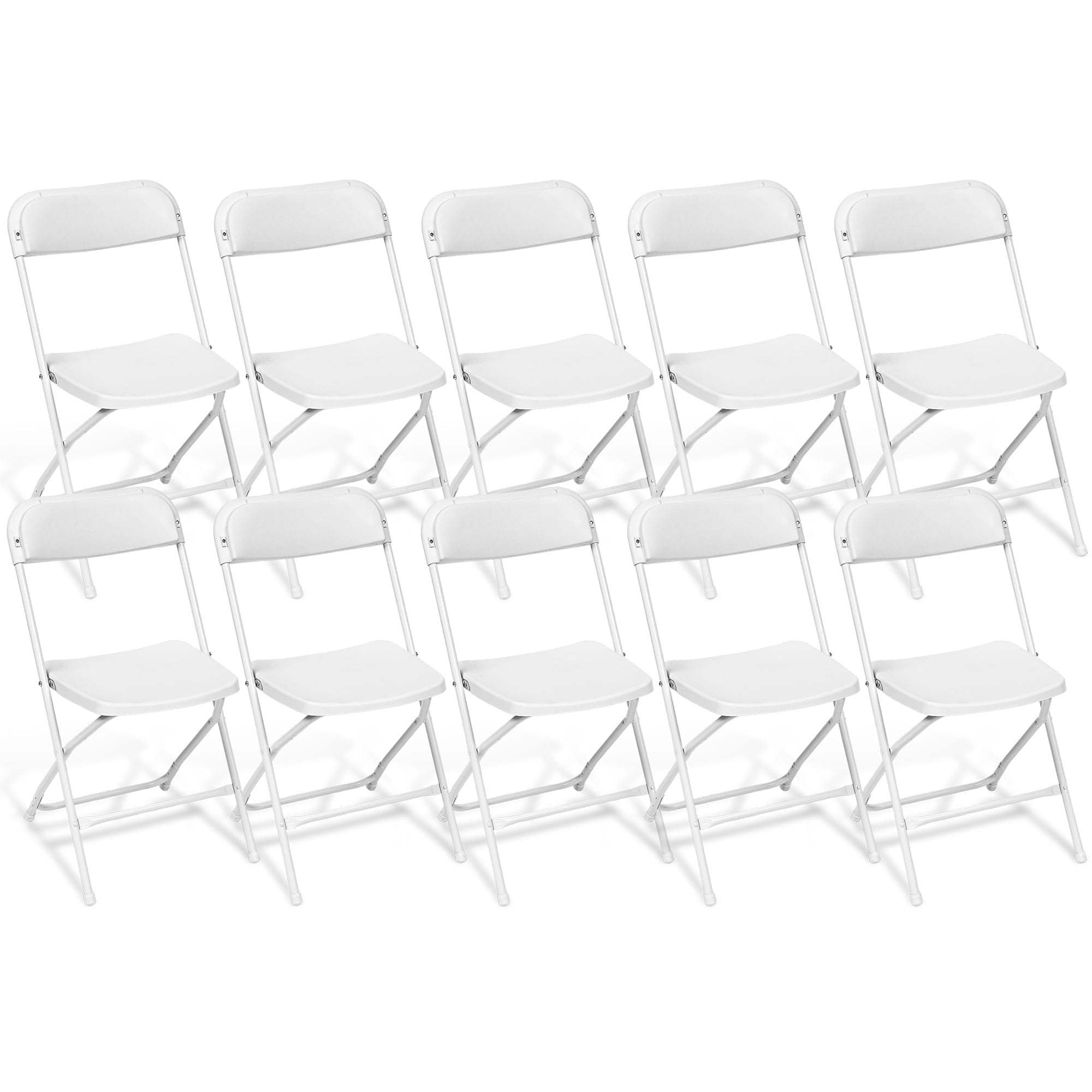 Fenbeli 10 Pack Plastic Folding Chairs Indoor/Outdoor Foldable Chair Set, 350 lbs Capacity, White