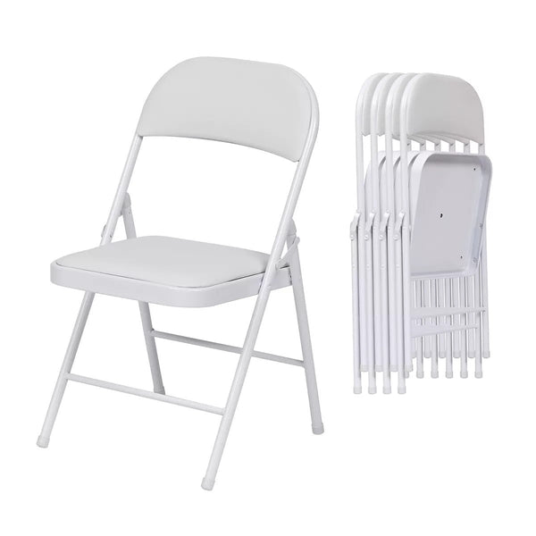 Furnibear 4 Pack Folding Chairs with Padded Vinyl Seat, Heavy-Duty Metal Frame, Supports 330 lbs, Portable & Lightweight,Gray