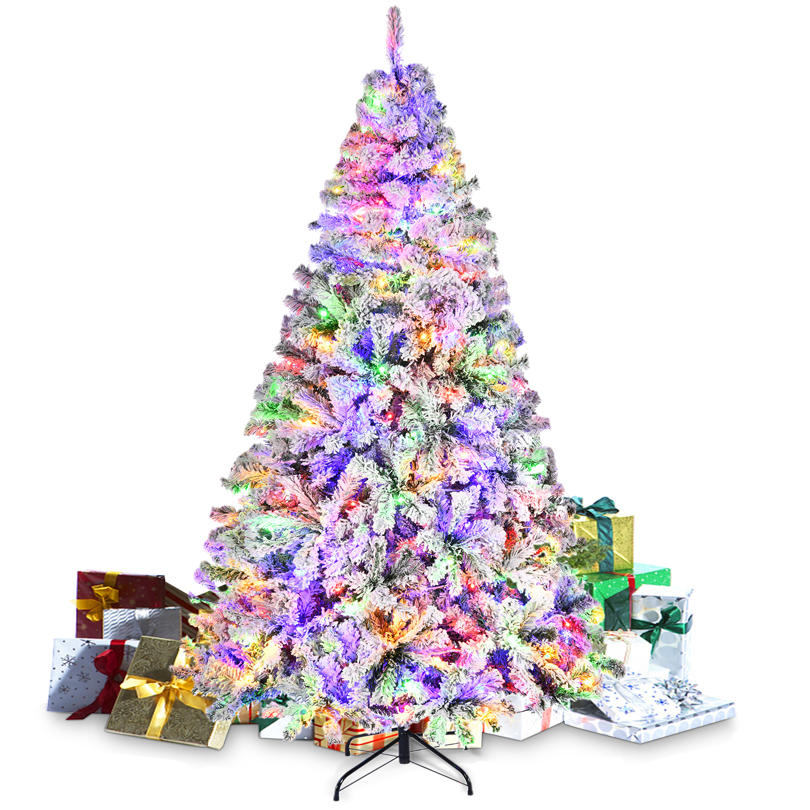 Furnibear 6ft Pre-Lit Christmas Tree with 250 Color Changing LED Lights for Home, Office, and Party Decoration