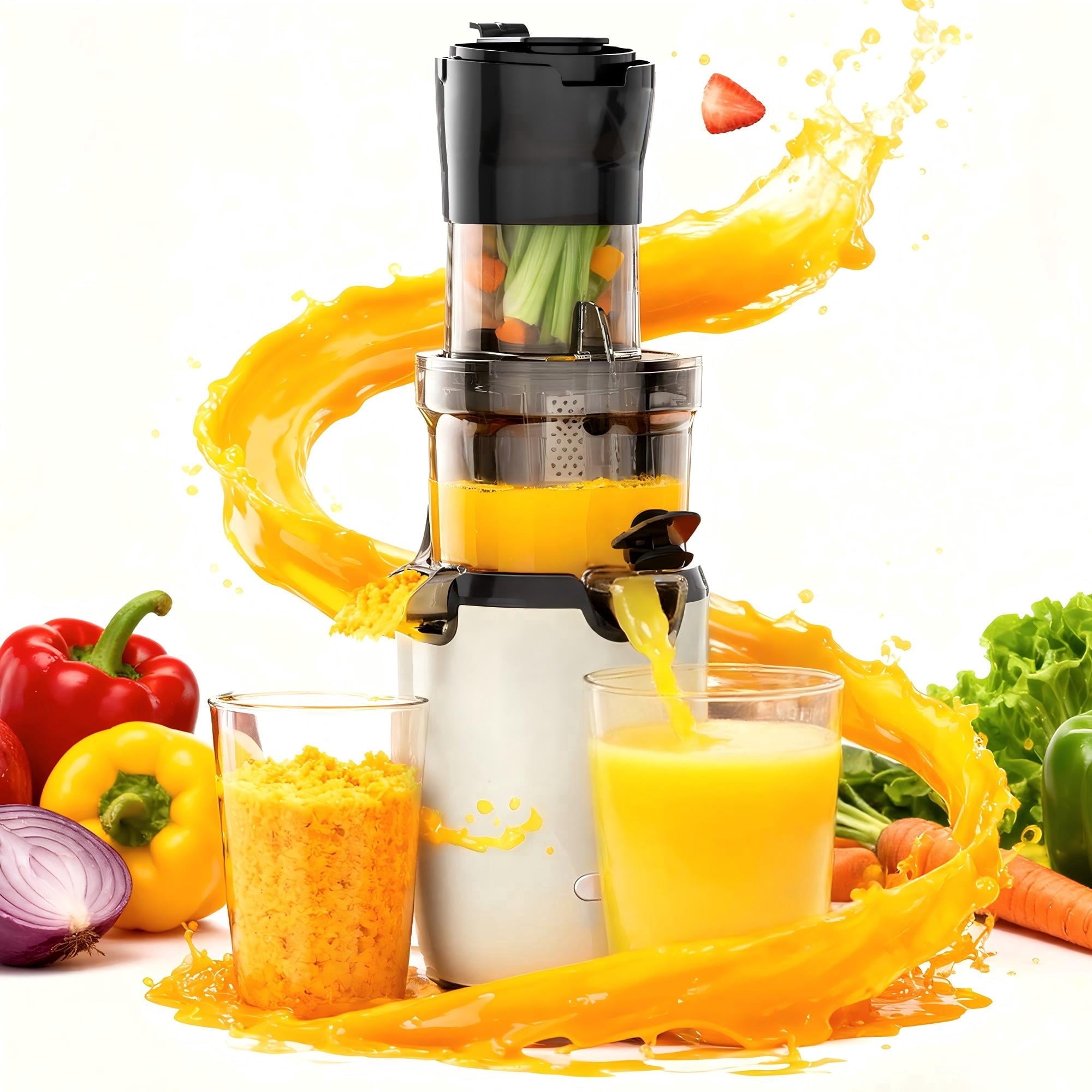 Fenbeli Juicer Machine,Cold Press Juicer with Wide Mouth 3.2 inch Feed Chute for Fruit Vegetable, Easy to Clean