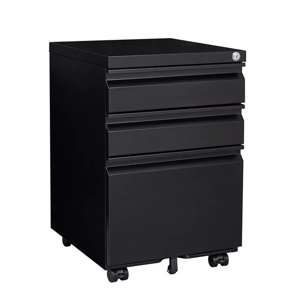 3-Drawer Mobile File Cabinet Lockable Metal Storage for Files