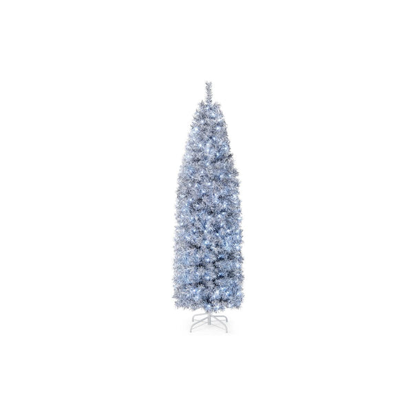7ft Black & White Pre-Lit Christmas Tree with 250 Cool-White LEDs