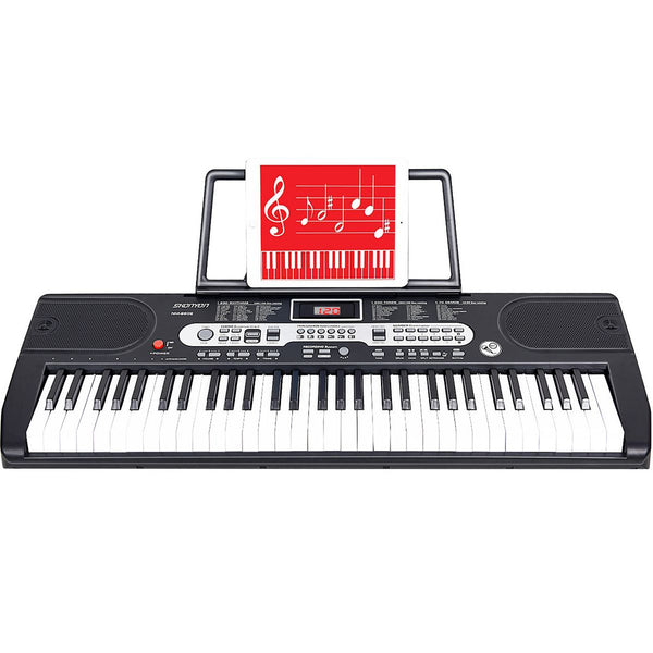 Portable 61-Key Piano Electric Keyboard with Microphone for Beginners