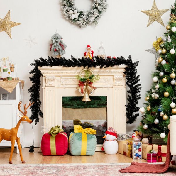 9ft Pre-Lit Festive Garland with 50 Purple LED Lights for Christmas & Halloween