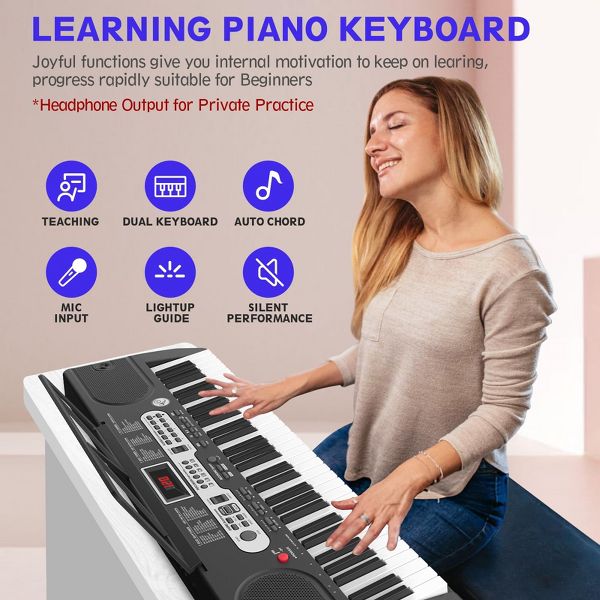 Electric Keyboard Piano W/Lighted Keys for Beginners
