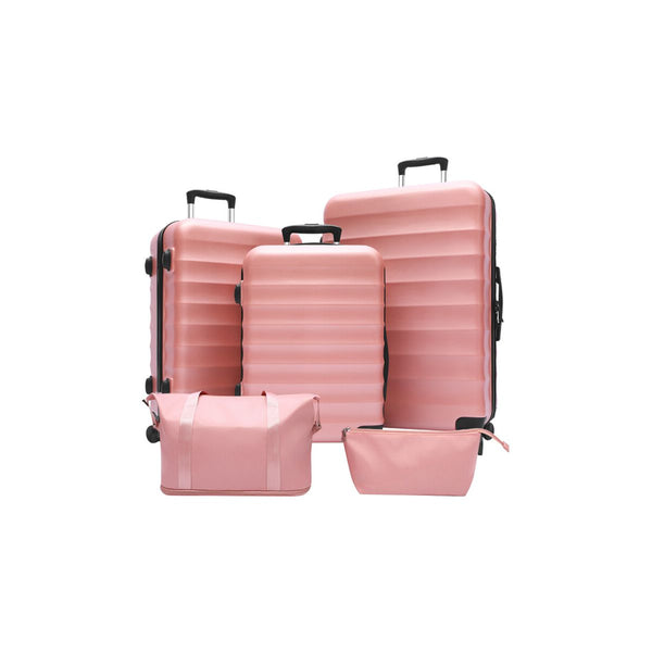Luggage Set 3 Piece Hardshell Suitcase with TSA Lock Spinner Wheels Lightweight Carry on Luggage (5 piece set, Rose Gold)