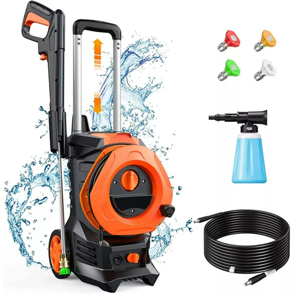 3300 PSI 2.0 GPM Electric High Pressure Washer 25ft Hose with 4 Quick Connect Nozzles and Foam Connon