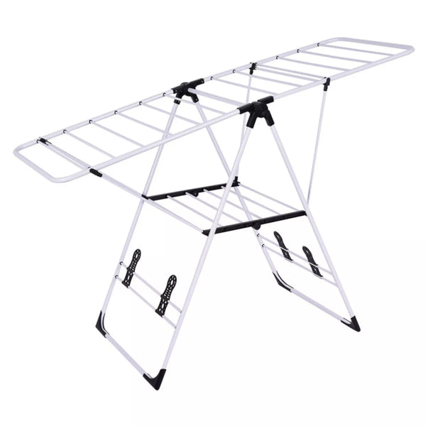2-Level Portable Laundry Clothes Storage Drying Rack with Height-Adjustable Gullwings