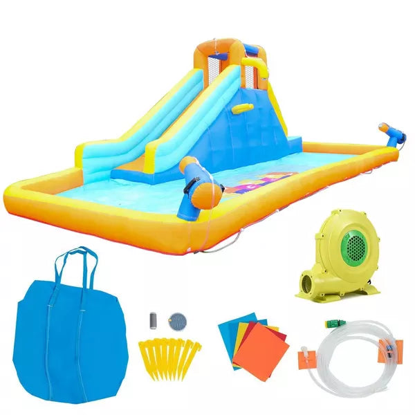 Inflatable Water Slide Kids Splash Pool with Blower