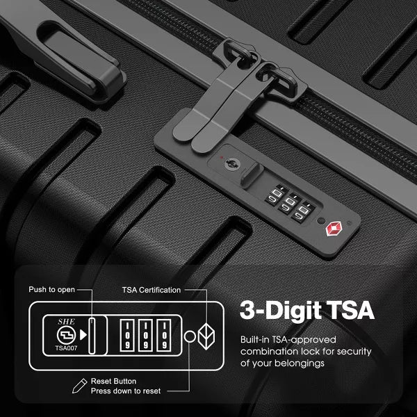 3 Piece Hard shell Luggage Sets Checked Spinner Luggage Set with YKK Zipper and TSA Lock