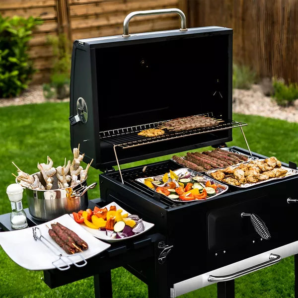 Charcoal Grill Outdoor BBQ Grill with Side Shelves