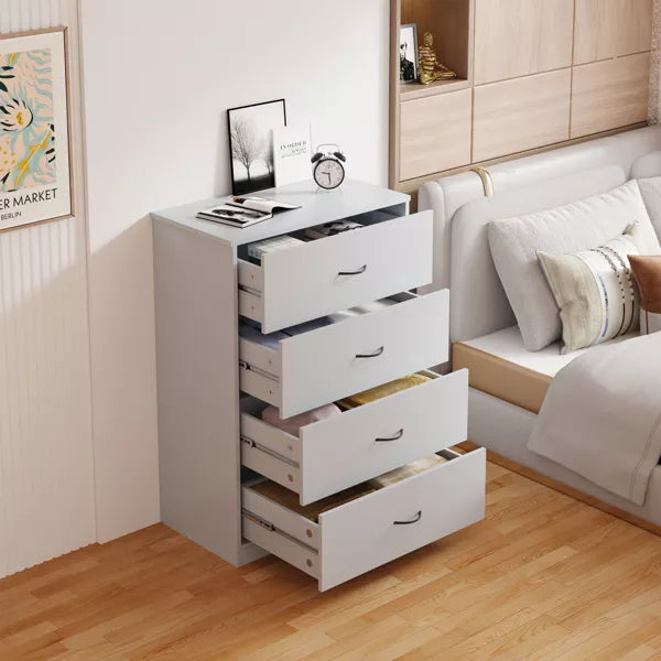 4 Drawer Wood Dresser Storage Cabinet Dresser for Bedroom Light Gray