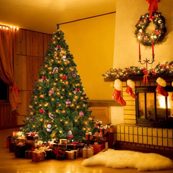 7.5Ft Artificial Christmas Tree with 1405 Branches and 400 Warm LED Lights