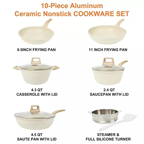 10pc Nonstick Ceramic Cookware Sets