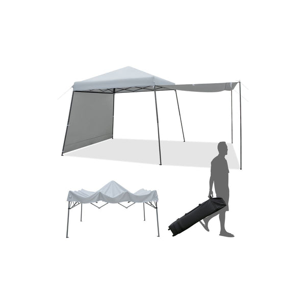 10x10FT Patio Instant Pop-Up Canopy Tent with Sidewalls & Awnings - Outdoor, Gray