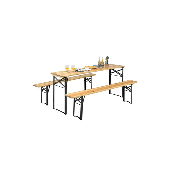3-Piece Folding Wooden Picnic Table Bench Set