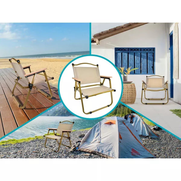 Oversized Leisure Camping Chair - Foldable & Sturdy Iron Frame for Comfort