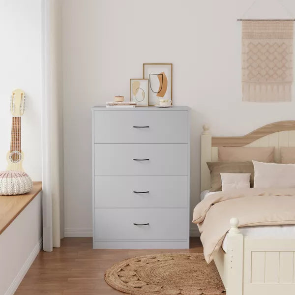 4 Drawer Wood Dresser Storage Cabinet Dresser for Bedroom Light Gray