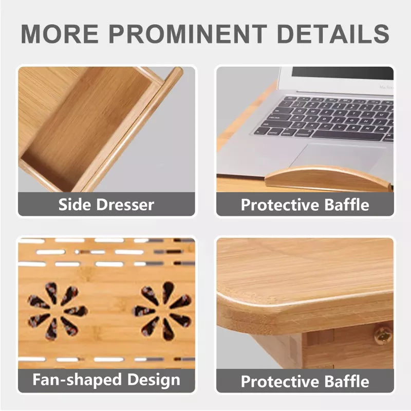 Adjustable Bamboo Laptop Desk Folding Bed Tray