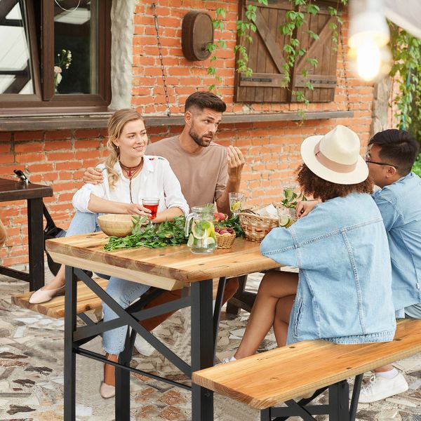3-Piece Folding Wooden Picnic Table Bench Set