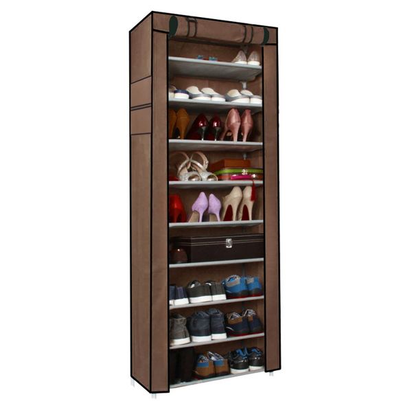 10 Tier Shoe Rack Dustproof Cover Free Standing Organizer for Entryway Closet