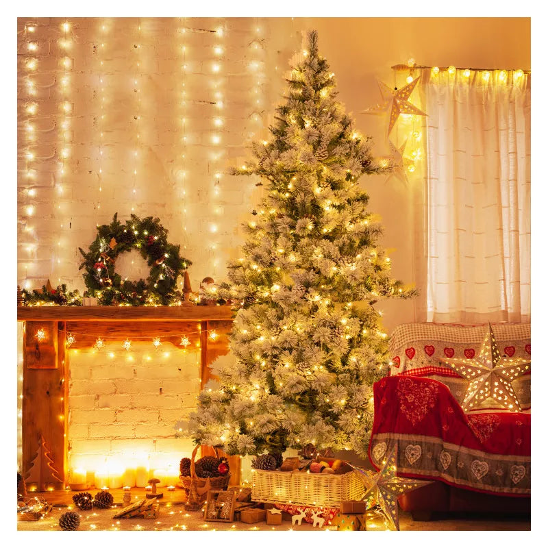 6ft Premium Pine Hinged Artificial Christmas Tree 1000 Tips with Sturdy Metal Base Lush Green