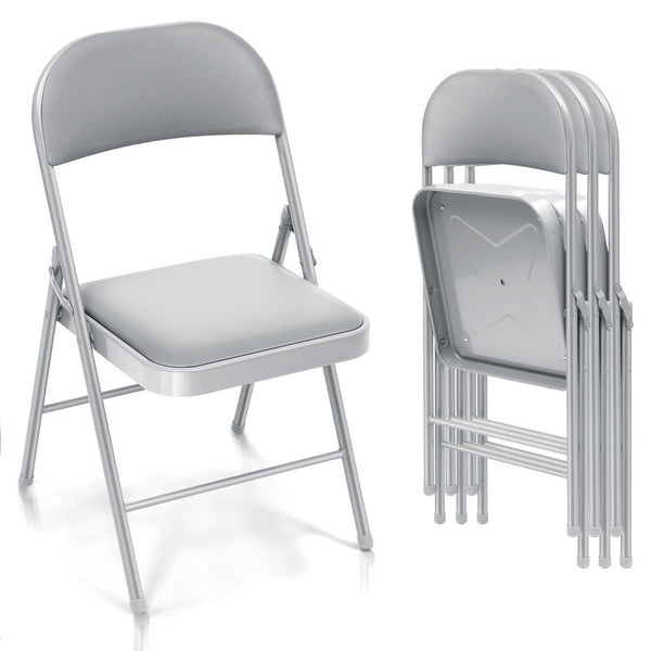 4 Pack Folding Chairs Portable Dining Chairs with Padded Seat
