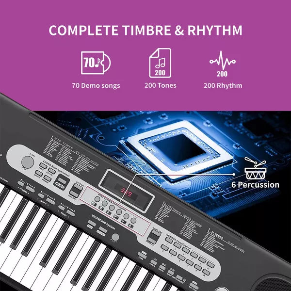 61 Key Electronic Keyboard Piano for Beginners Musical Keyboard with LCD Screen