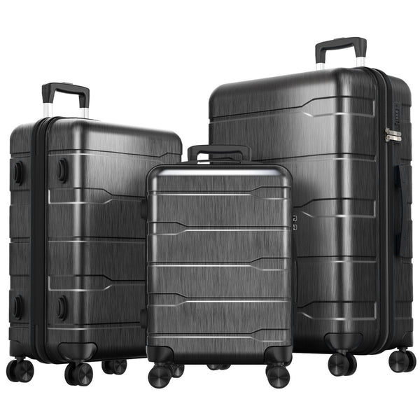 3pc Hardside Checked Spinner Luggage Set