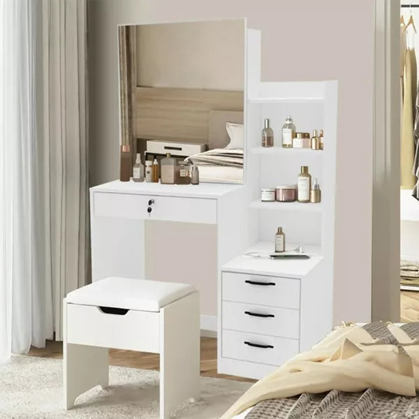 4 Drawers Vanity Desk with Mirror