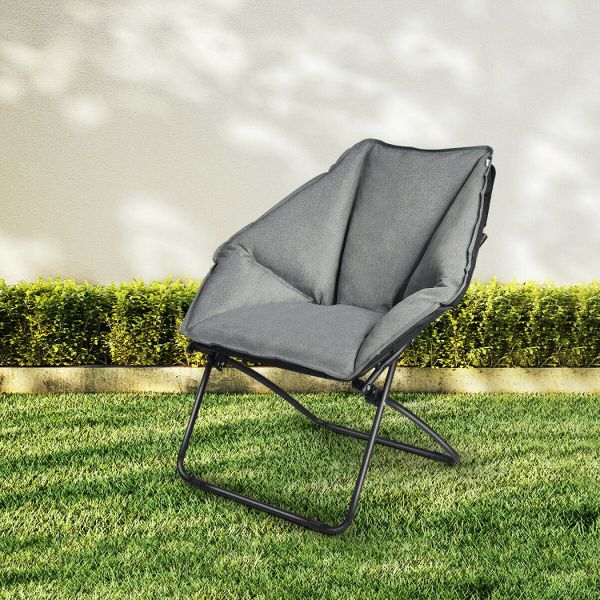 Oversized Leisure Camping Chair - Foldable & Sturdy Iron Frame for Comfort